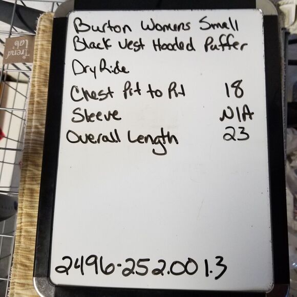 Burton Womens Small Puffer Best DryRide Hooded Black Printed Insulated Snow Ski - Picture 9 of 9